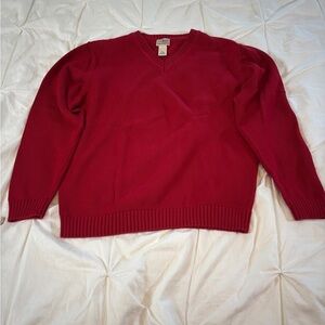 Men’s L.L Bean Red Fisherman Heavy Cable Knit 100% Cotton Sweater Size Large